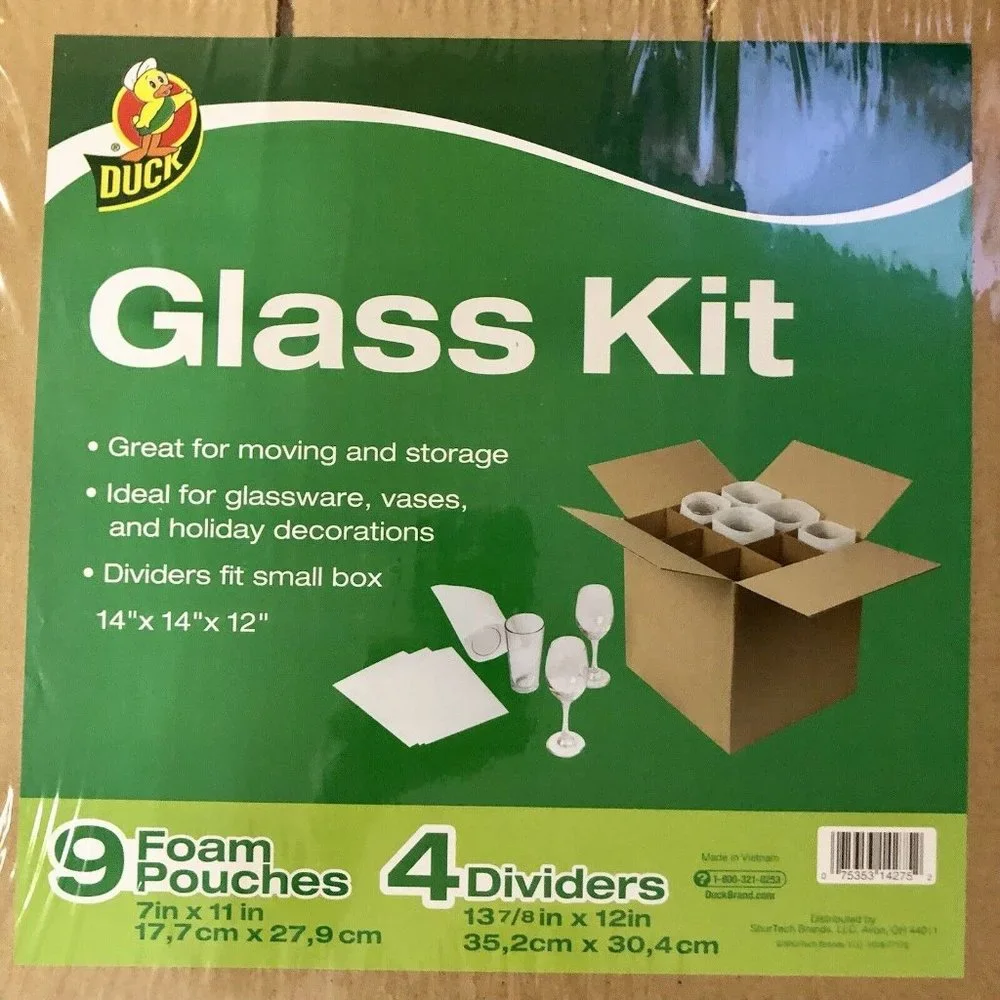 Duck Brand Glass Kits NEW Packing Dividers Foam Pouches